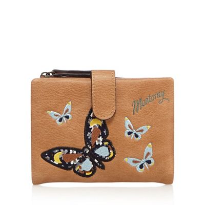 Tan butterfly applique purse
